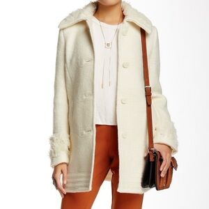 Free People Wooley Faux Fur Peacoat - M